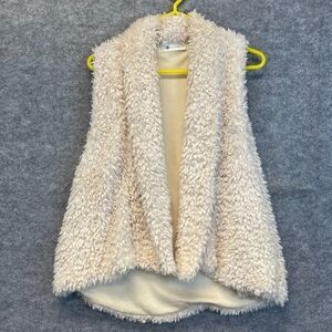 THE IMPECCABLE PIG Lucy Vest Women’s Medium Cream Soft Faux Fur Open Front